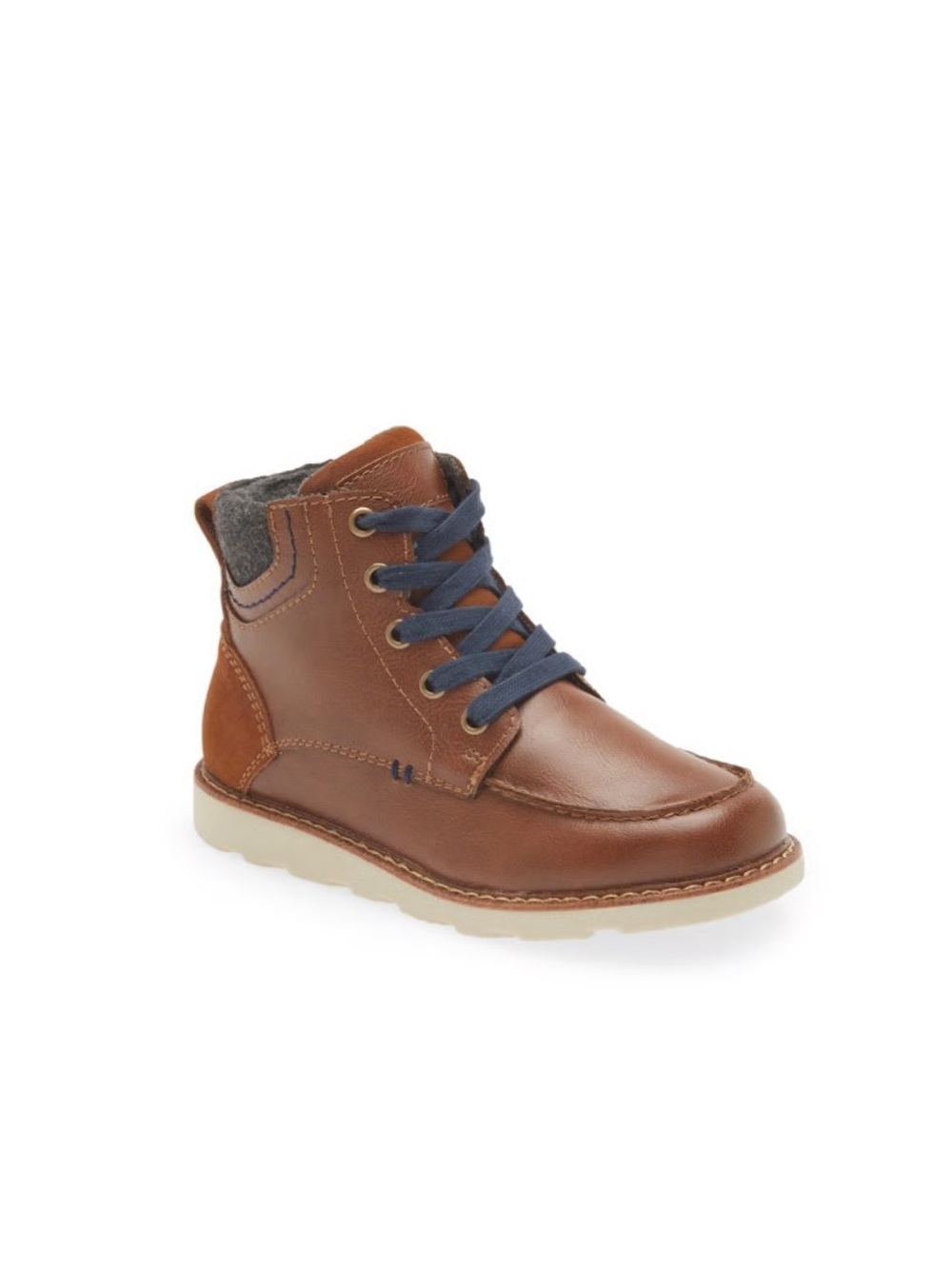 Nordstrom Kids Brown Leather Boot with Navy Laces